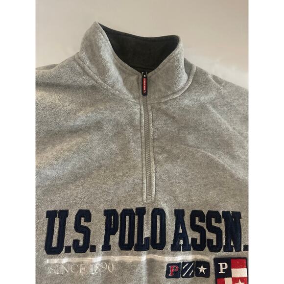 US Polo Assn XL 1/4 Zip Gray Fleece Pullover - Picture 8 of 13